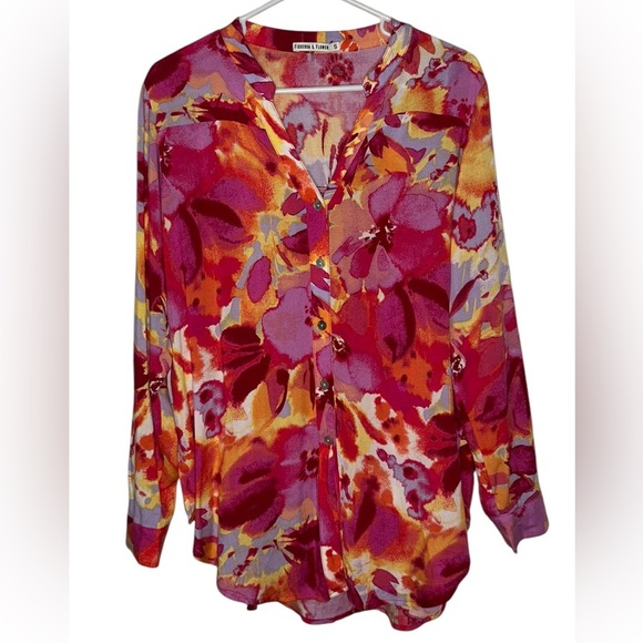 Figueroa & Flower Pink Floral Button Up Blouse Women’s Size Small Anthropologie - Picture 7 of 7